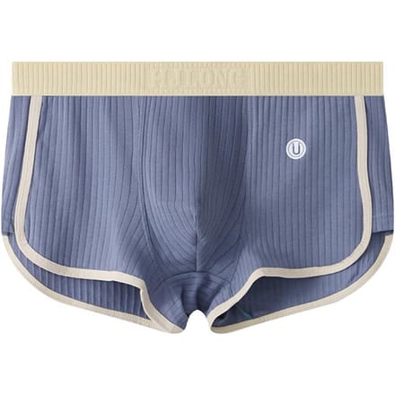 Heren Boxer Ondergoed Mid-rise Elastische Tailleband Patchwork Kleur Shorts Slips U-convex Geribbelde Slips Dagelijkse Kleding M beige
