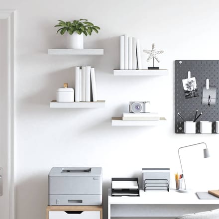vidaXL - Wandschappen - zwevend - 4 - st - 50x23,5x3,8 - cm - MDF - eikenkleurig - en - wit