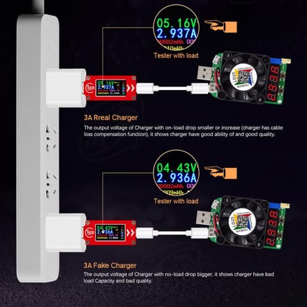 TC64 Type-C kleuren-LCD-scherm USB-voltmeter Ampèremeter Spannings-stroommeter Multimeter Batterij PD