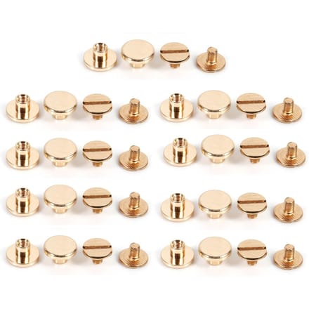 10 sets 5 6,5 8 mm massief messing knoopknopjes, schroefjes, spijkers, schroefsluiting voor leren riemen, doe-het-zelf, goudkleurig 6.5mm beige