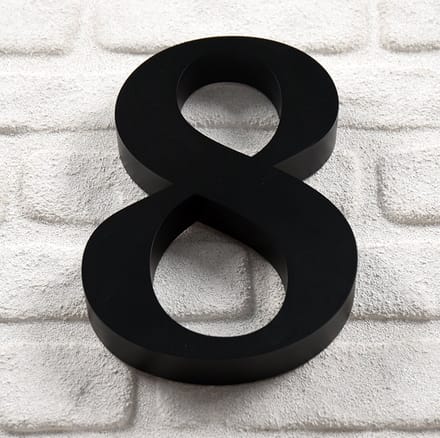 Promessa-Design - Huisnummer 8 RVS Zwart 3D Bold - Hoogte 25 cm - Dikte 3 cm - Type 3D/25/Zwart/8/RomaBold.