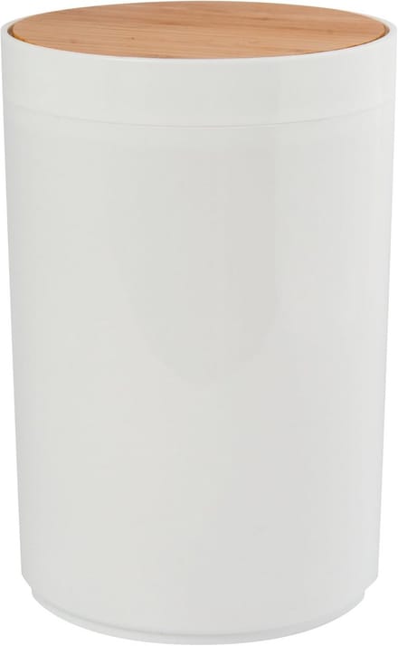 Stijlvolle Badkamer Vuilnisbak met Bamboe Deksel 5 Liter Wit