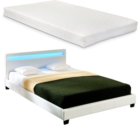 LED-Ledikant Parijs incl. matras bedbodem 180x200 wit