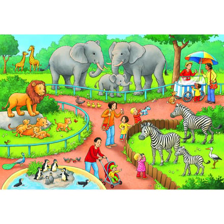 Ravensburger puzzel Een dag in de dierentuin - 2x24 stukjes - kinderpuzzel