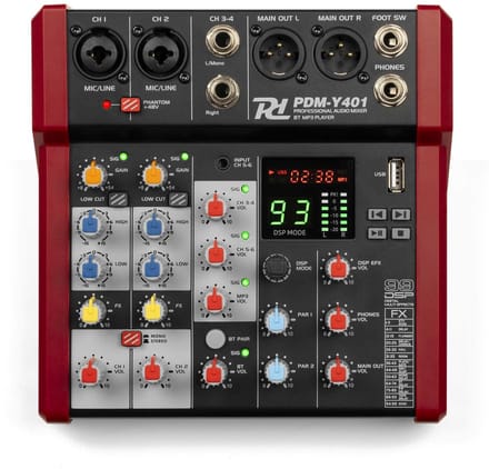 Power Dynamics PDM-Y401 mixer - 4 kanaals mengpaneel met Bluetooth