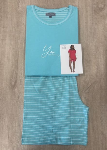 Cocodream - dames shortama 612856 - zomer pyjama - blauw - maat S