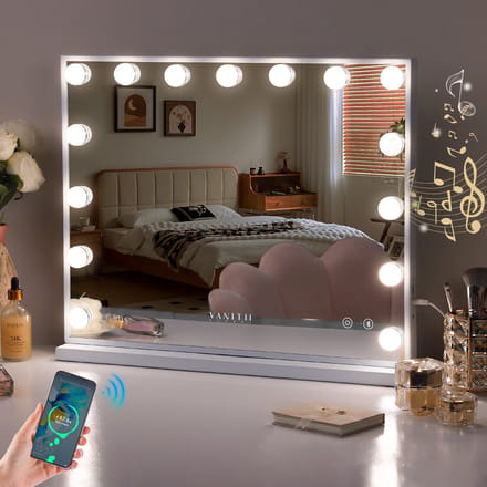 VANITII GLOBAL Hollywood Make-up Spiegel Met Verlichting Bluetooth Wit 58 x 46 cm