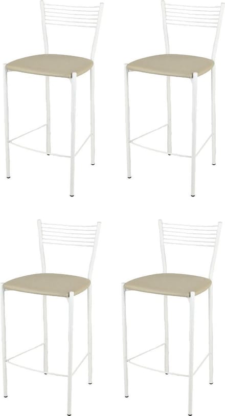Tommychairs Elegance - Eetkamerstoelen - Set van 4 - Wit & Beige - Kunstleer & Metaal