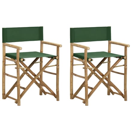 vidaXL - Regisseursstoelen - 2 - st - inklapbaar - groen - bamboe - en - stof