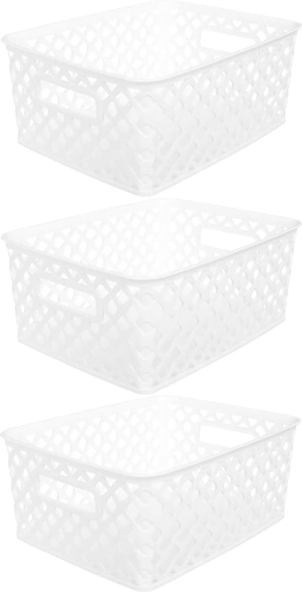 5Five Opbergmand/box van kunststof - 3x - wit - 19 x 25 x 10 cm - 4 liter