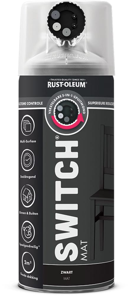 Rust-Oleum Switch Spuitbus Verf Mat 400ml - Zwart