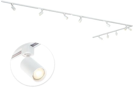 Qub Focus Railverlichting - Wit - 400 cm - L-Vorm - 6x GU10 Spots - Dimbaar - Complete Set