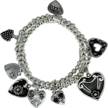 Behave - bedelarmband zilverkleur - hartjescharme - romantische look