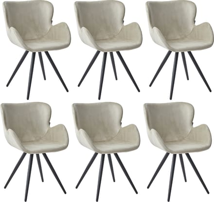 Colenis® - Anabella Eetkamerstoel - Set Van 6 - Beige - Velvet - Industrieel - Met armleuning