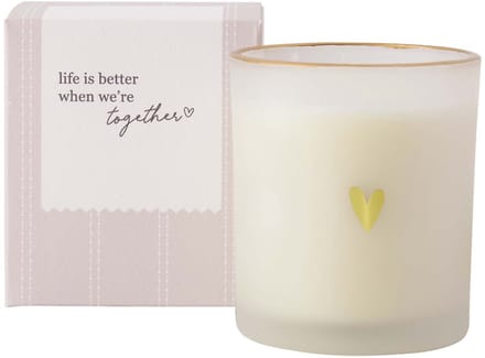 Zusss Geurkaars Glas In Doosje Life Is Better - Glas / Paraffine - Wit / Goud / Zand - Ø8x9cm