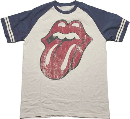 The Rolling Stones - Lick Raglan T-shirt - S - Creme/Blauw