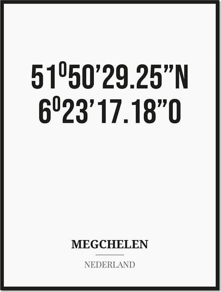Poster/kaart MEGCHELEN met coördinaten