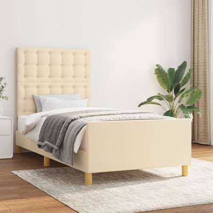 vidaXL - Bedframe - zonder - matras - 100x200 - cm - stof - crèmekleurig