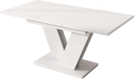 Wit MDF Uitschuifbare Eettafel V Metalen Onderstel 120-160x80cm Voor Eetkamer Woonkamer