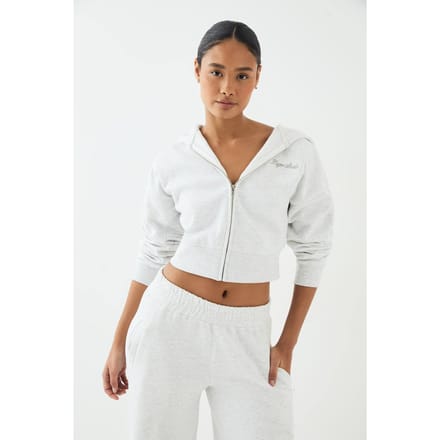 Dames DSGN Studio Script Geborduurd Ritshoodie | Ash Grey | Maat: Large