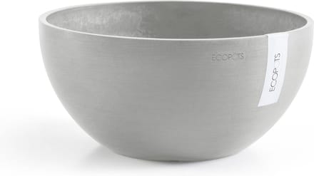 Ecopots Brussels 30 - White Grey - Ø30 x H14,8 cm - Ronde witgrijze bloempot
