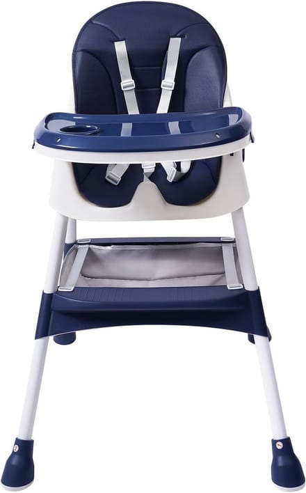 Verstelbare 2-in-1 Kinderstoel met Veiligheidsgordel en Eetplank Blauw