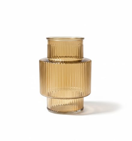 Vaas Lyon Amber Glas - Unieke Vorm - Sfeervolle Woondecoratie