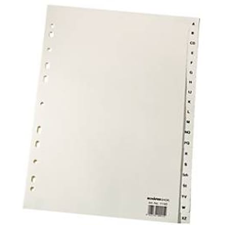 Papieren indexbladen A4, per stuk, A4 A-Z, lichtchamoisgeel