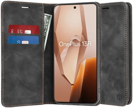 Hoesje geschikt voor OnePlus 13R - Techsuit Confy Book Wallet Case - Zwart