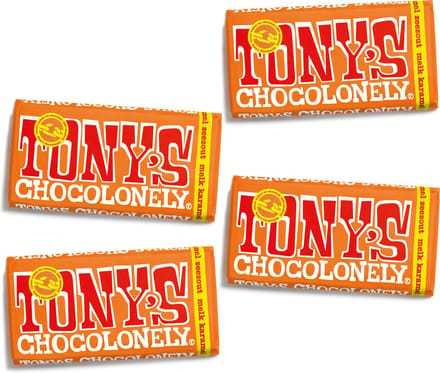 Tony's Chocolonely Melk Karamel Zeezout Chocolade Reep - 4 x 180 gram