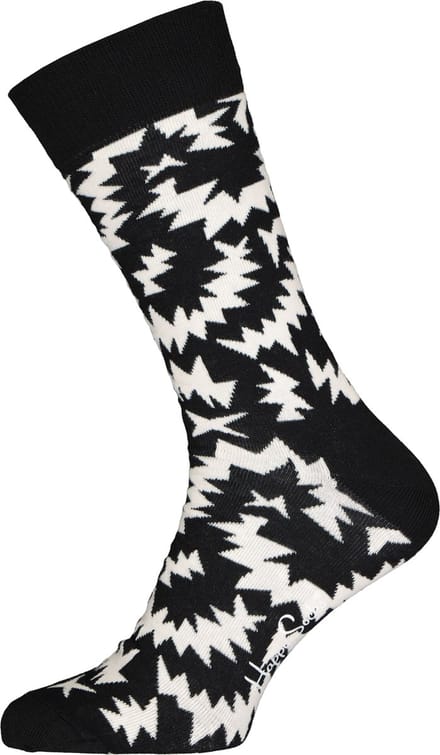 Happy Socks Zigzag Sock - zwart met wit - Unisex - Maat: 36 - 40