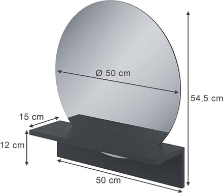 Vicco Elyra Badkamerspiegel – 50 x 54.5 cm met plank Zwart