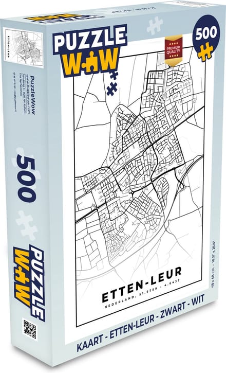 Puzzel Kaart - Etten-Leur - Zwart - Wit - Legpuzzel - Puzzel 500 stukjes