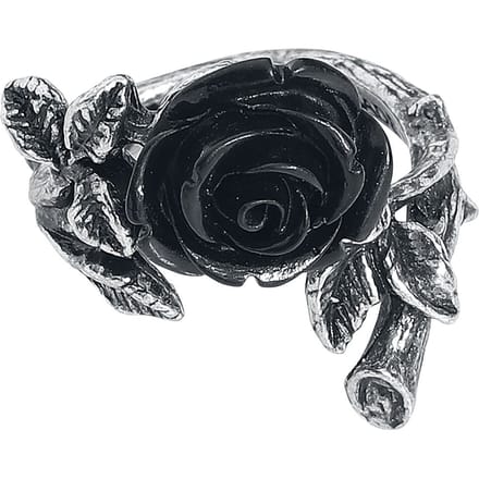 Alchemy Gothic - Gothic Ring - Wild Black Rose Ring - voor Vrouwen - zilverkleurig