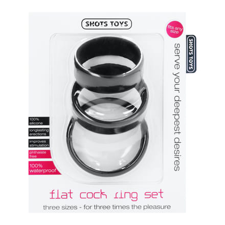 Shots Toys - Platte Cockring Set - 3 Stuks - Zwart