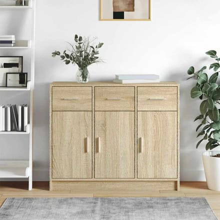 vidaXL - Dressoir - 91x28x75 - cm - bewerkt - hout - sonoma - eikenkleurig