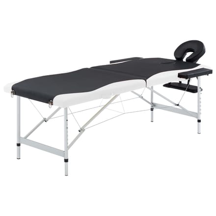 vidaXL - Massagetafel - inklapbaar - 2 - zones - aluminium - zwart - en - wit