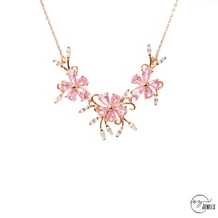 OZ Jewels – RozenDroom Ketting – Roségoud – Roze Stenen – Dames