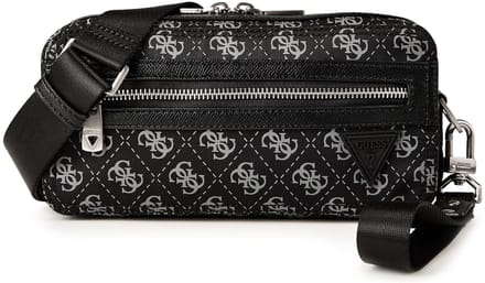 GUESS schoudertas polstasje Berlin Camera Bag Dark Black zwart