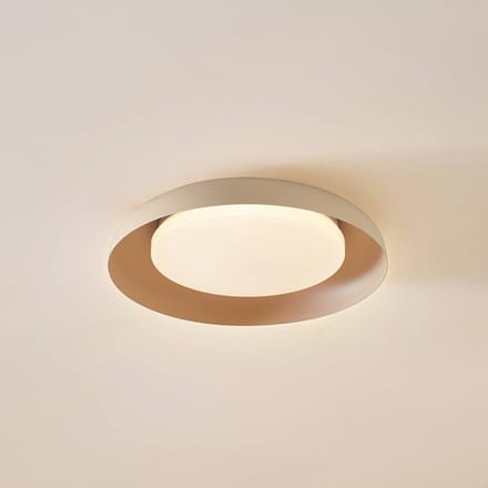 Lindby LED plafondlamp Florie, beige, metaal, Ø 40 cm
