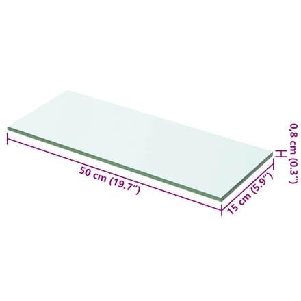 vidaXL - Wandschap - transparant - 50x15 - cm - glas