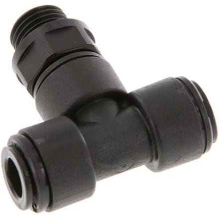 8mm x G1/4'' inline T-stuk POM Insteekfitting Buitendraad FDA Draaibaar NBR