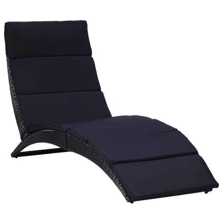 vidaXL - Ligbed - met - kussen - poly - rattan - zwart