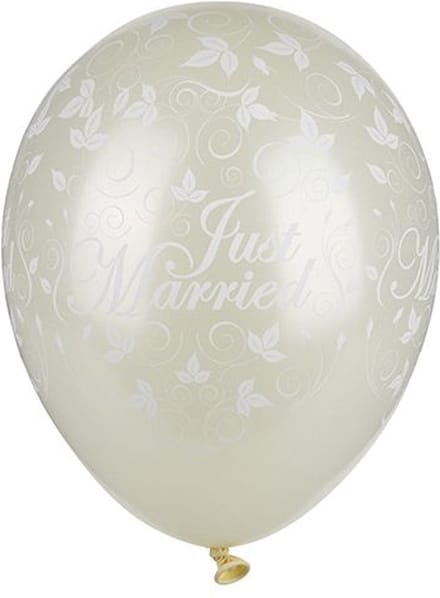 Papstar Balloons Ø 29 cm ivory "Just married" metallic Speelgoed ballon