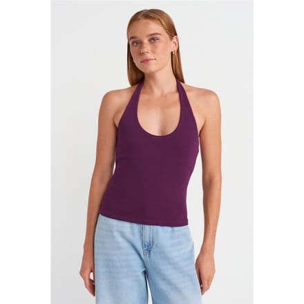 Geribbelde Halterloze Mouwloze Blouse