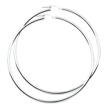 Glams oorringen ronde buis - 70 mm - Zilver