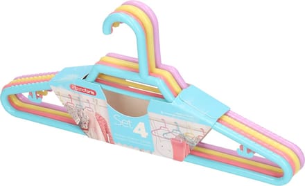 PlasticForte - 4x - Kinder kledinghangers - pastel - 27 cm - kunststof