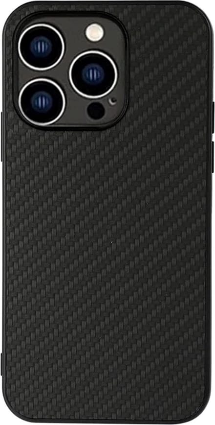Cityhoesje – Backcover iPhone 15 Pro Max – Carbon Fiber Texture PU – Zwart