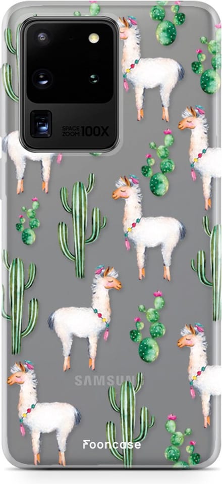 Fooncase Hoesje Geschikt voor Samsung Galaxy S20 Ultra - Shockproof Case - Back Cover / Soft Case - Alpaca / Lama