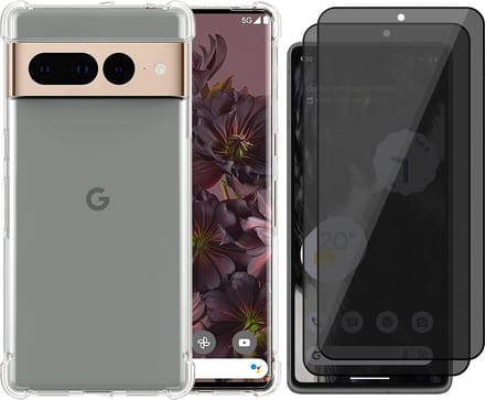 Hoesje geschikt voor Google Pixel 7 Pro - 2x Privacy Screenprotector Volledig Dekkend Glas - Shockproof Transparant